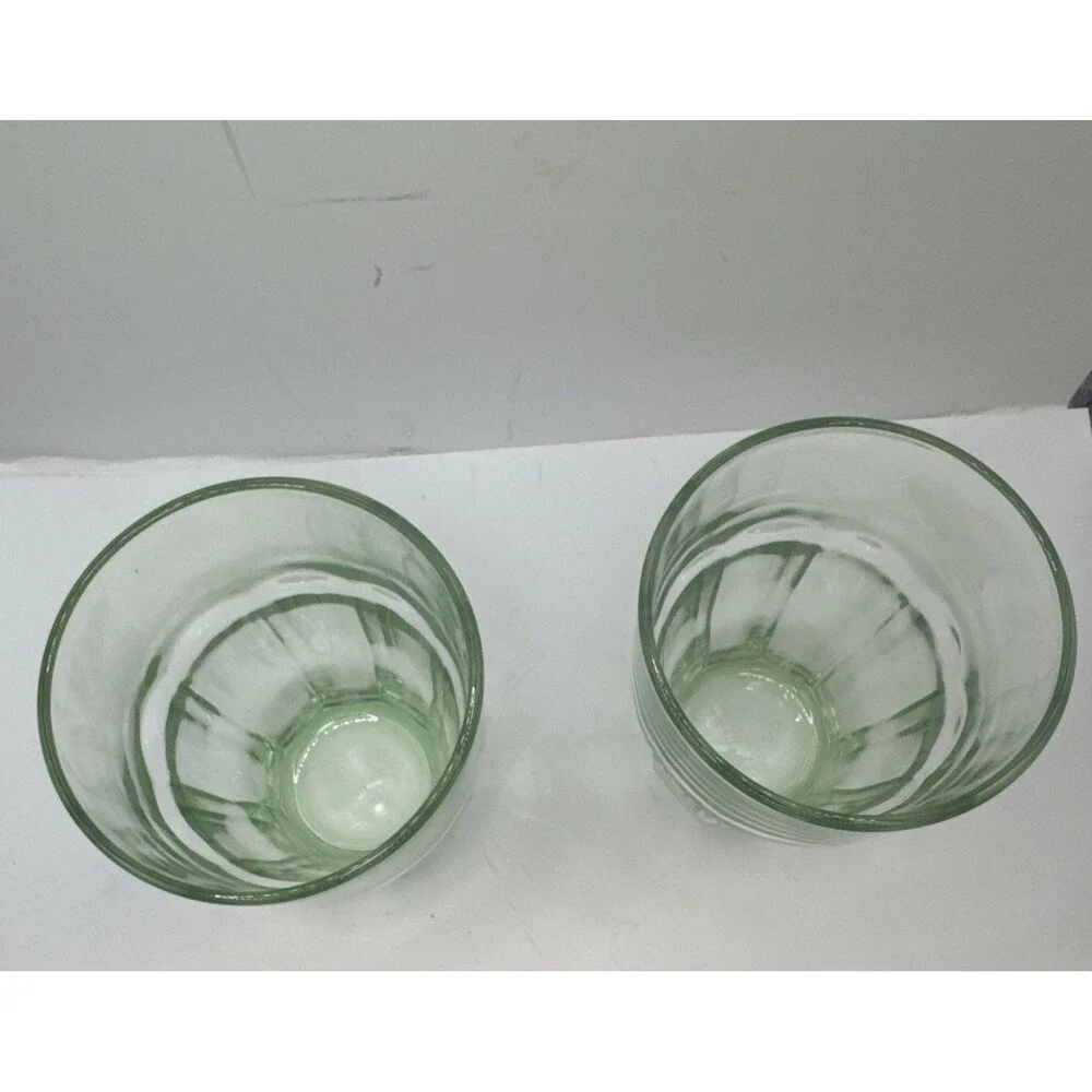 Pair Of Bormioli Rocco Mint Green Rocks Water Dinner Glasses